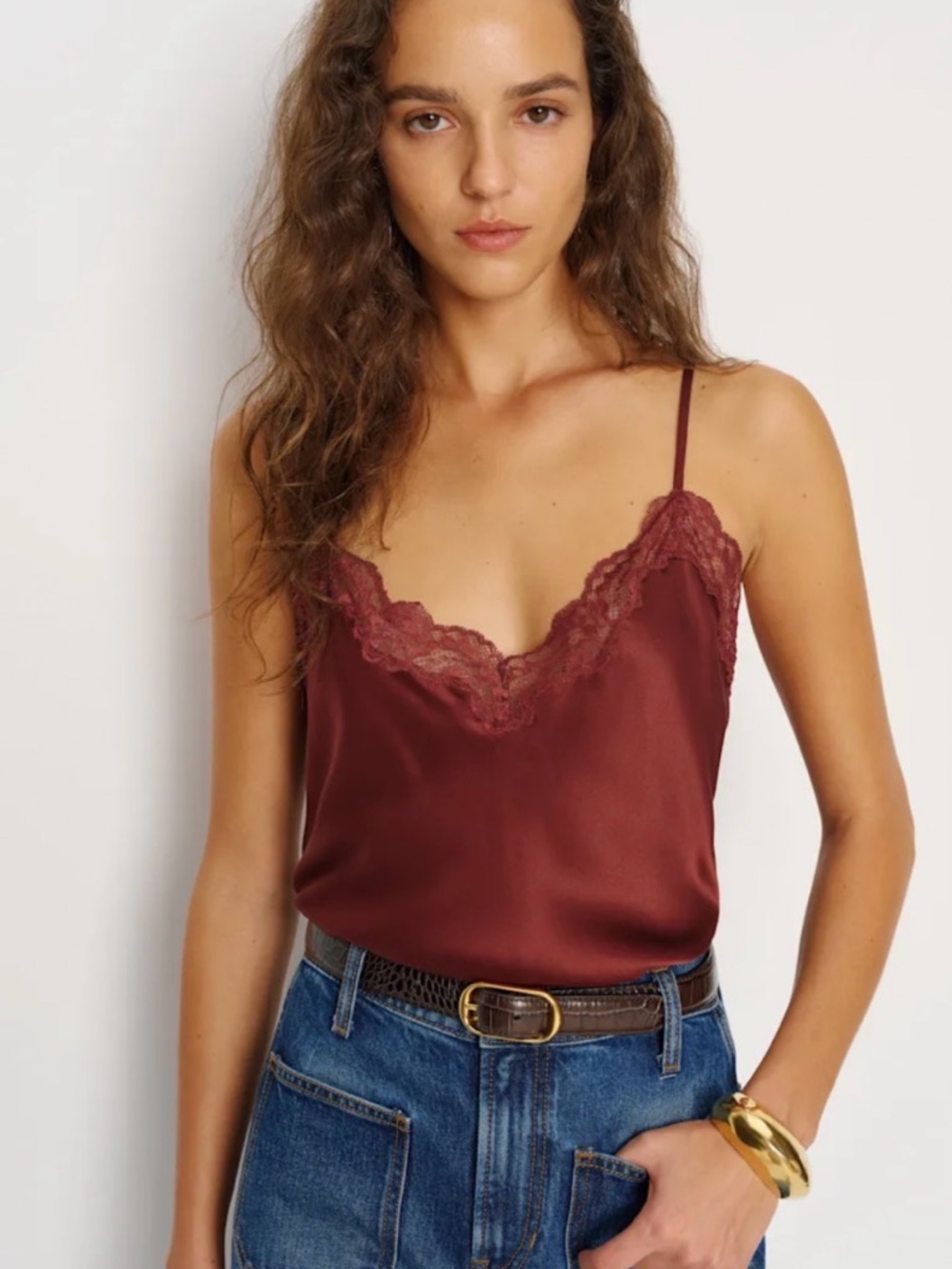 Reformation Teddy Silk Top